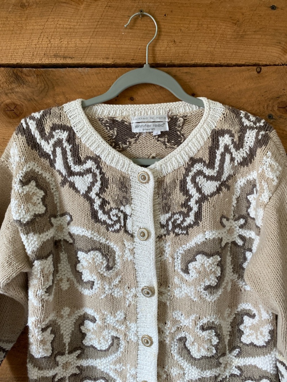 Jennifer Reed Beige Patterned Button-Front Cardigan - Picture 2 of 8